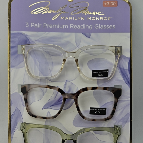Marilyn Monroe Premium Glasses Set - Clear, Tortoise, Olive - Picture 1 of 2